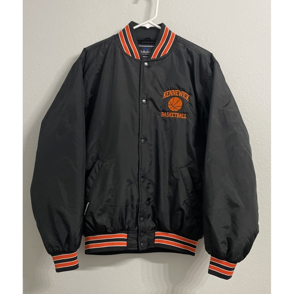 Vintage Holloway Kennewick Lions Basketball Bomber Jacket Black Mens Medium USA